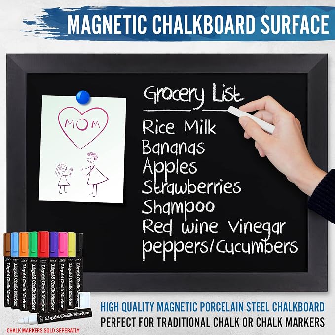 HBCY Creations 18" x 24" Rustic Black Solid Wood Frame Wall Chalkboard - Image 5