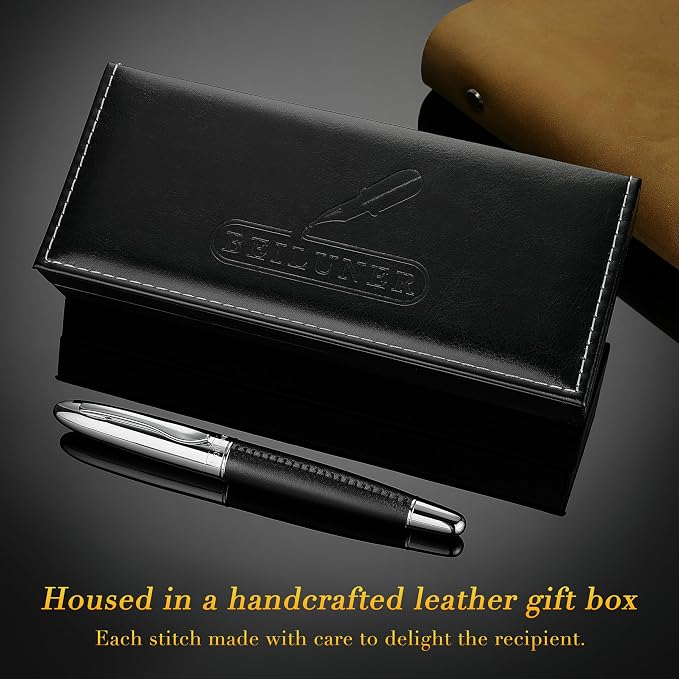 BEILUNER 318 Luxury Leather Pen, Hand-Stitched Premium Leather, Chrome-Plated - Image 5