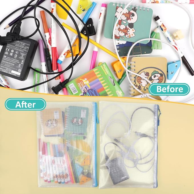 YOPCDJ 12pcs Mesh Zipper Pouch Bags, A5 Puzzle Bag - Image 5