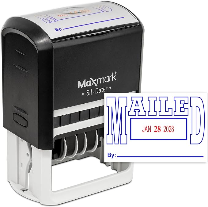 MaxMark Large Self-Inking Rubber Date Office Stamp by Maxmark