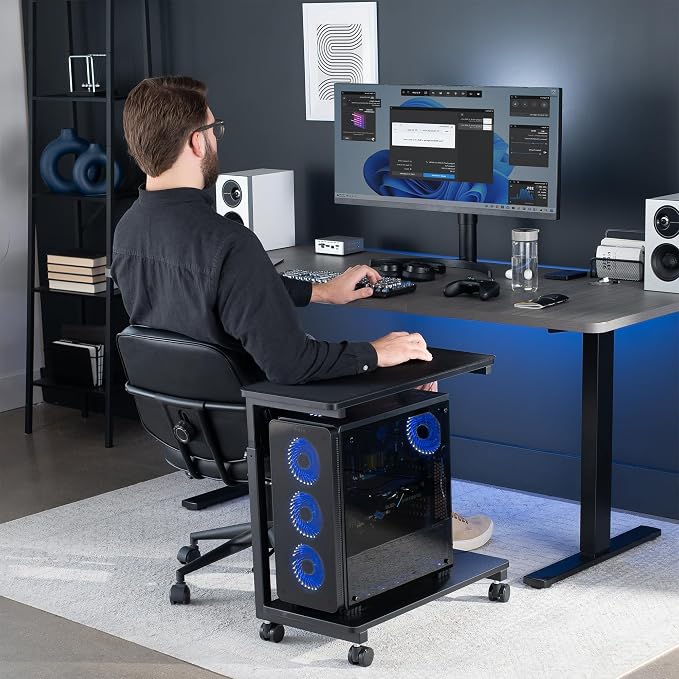 VIVO Large Mobile Adjustable 2-Tier PC Stand, Premium Gaming CPU Computer Tower - Image 6