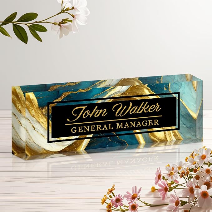 Personalized Name Plate for Desk, Custom Acrylic Desk Name Sign, Office by Unknown