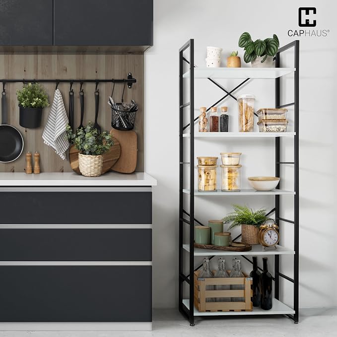 CAPHAUS 5 Tier Bookshelf, 24 Inch Width Free Standing Shelf, Bookcase Shelf - Image 4