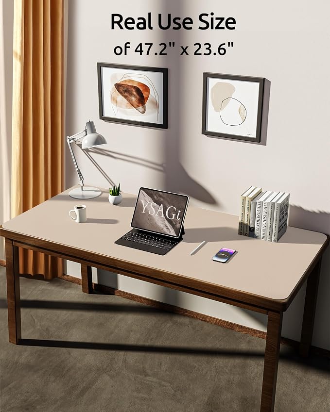 YSAGi Leather Desk Protector, Office Mat, Large Mouse Mat, Non-Slip PU Leather - Image 3