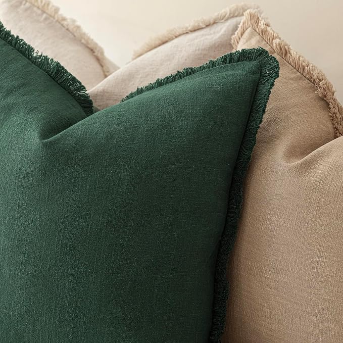 Foindtower Set of 2 Decorative Linen Fringe Lumbar Throw Pillow Covers Boho - Image 5