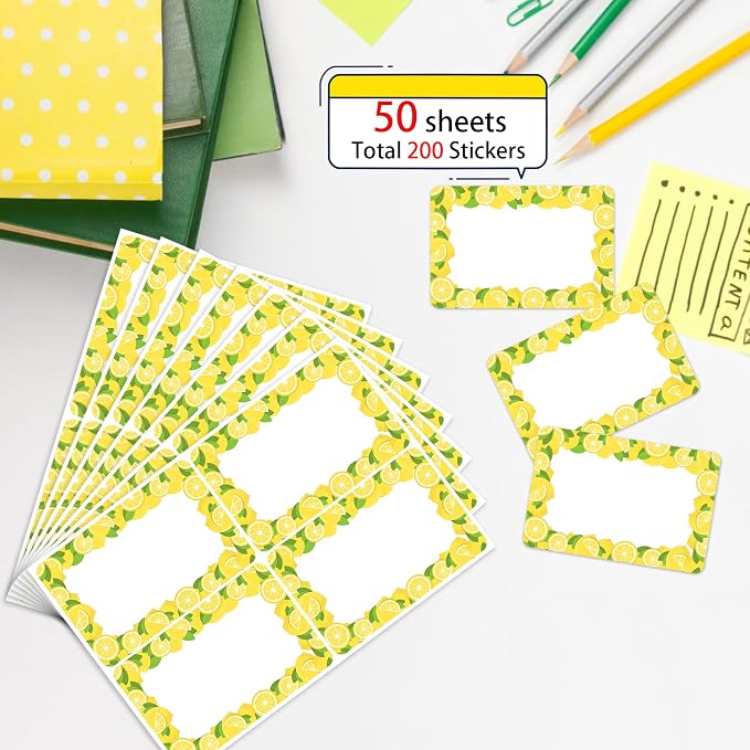 Wonmon 200 PCS Lemon Name Tags Stickers, Self Adhesive Lemon Style Name Tag - Image 3
