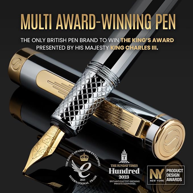 Scriveiner Silver Chrome Fountain Pen, Award Winning, Heavy Pocket Stunning - Image 2