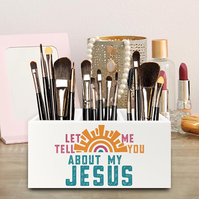 QZQE Boho Jesus Christian Pen Pencil Holder Organizer - Image 4