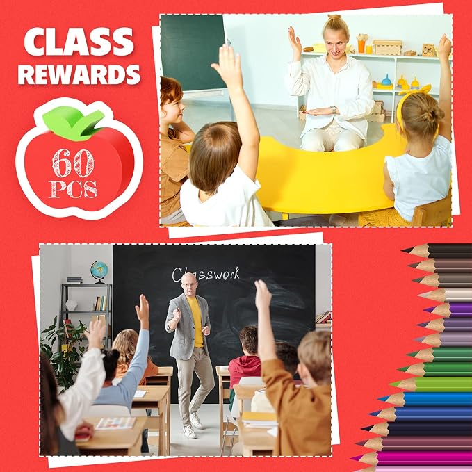 60pcs Mini Apple Erasers for Kids Bulk Classroom Welcome Back to School Gifts - Image 3