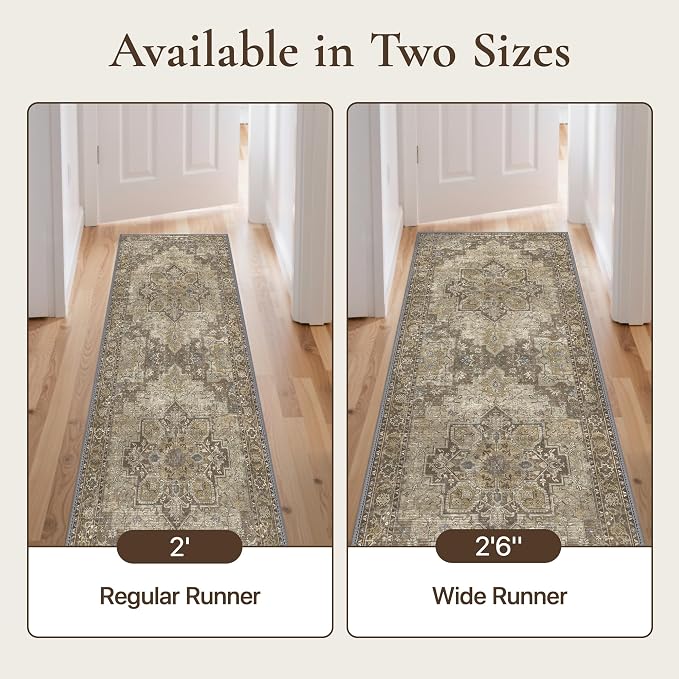 GENIMO 2'6''x8 Runner Rugs for Hallway, Machine Washable Non Slip Vintage Rugs - Image 3