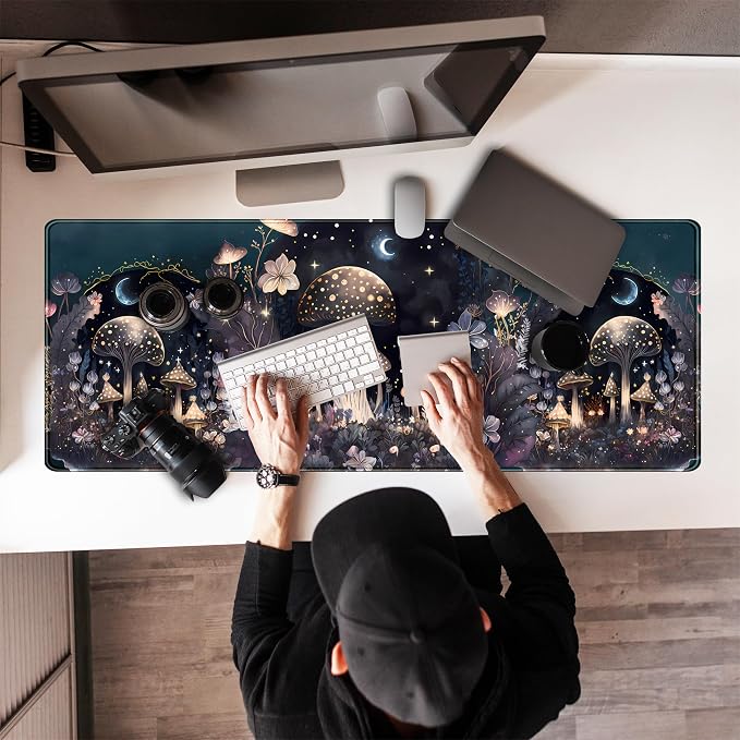 Teng DA Qing Cute Dark Mushroom Moon Night Mouse Pad XL Extended Gaming Mat - Image 7