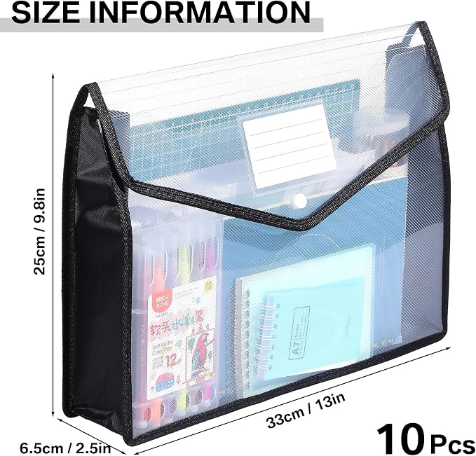 10 Pieces Plastic File Folders Envelope Expanding File Wallet Organizer - Image 2