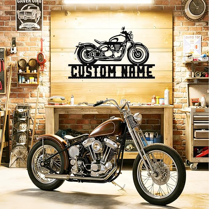 Custom Motorcycle Metal Sign Personalized Biker Name Sign Motorcycle Wall Art - Image 2