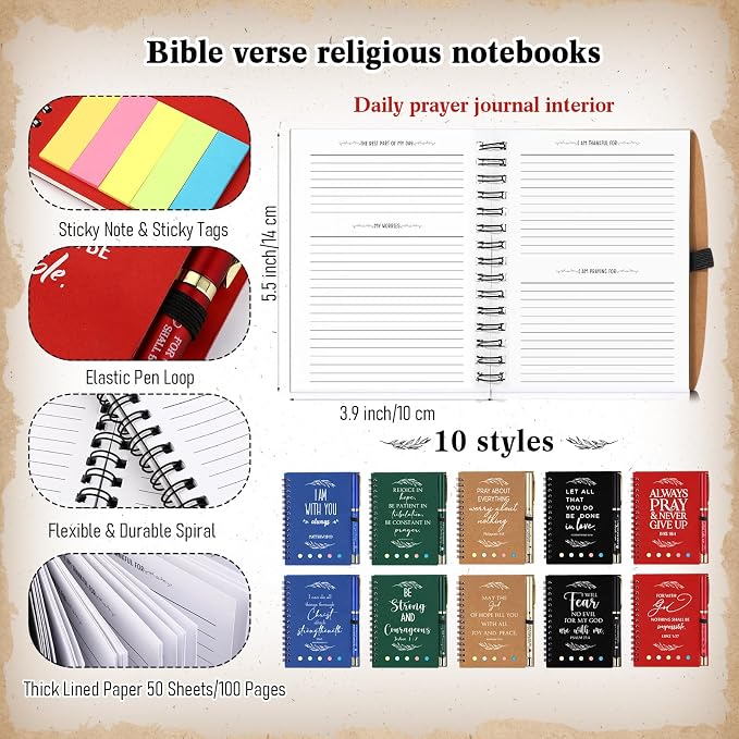 Spakon 20 Set Valentine's Day Christian Gifts Bulk Church Sticky Note Spiral - Image 2
