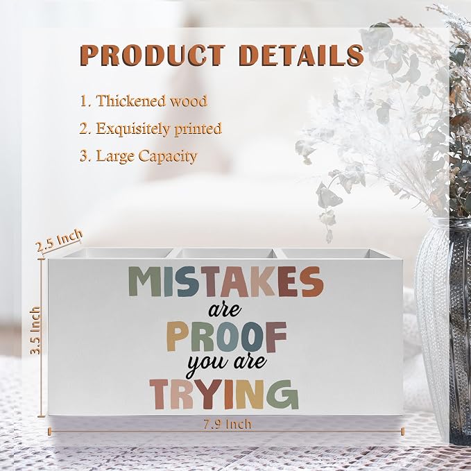Exqcom Boho Mental Health Pen Pencil Holder, Therapy Office Decor, Mistakes Are - Image 6