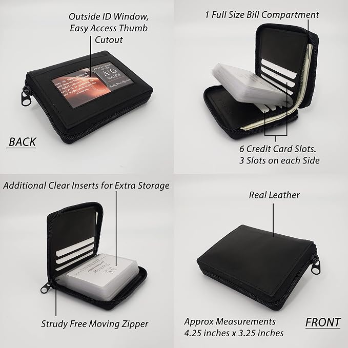 ag wallets Mens Zip Around Leather Wallet - Image 4