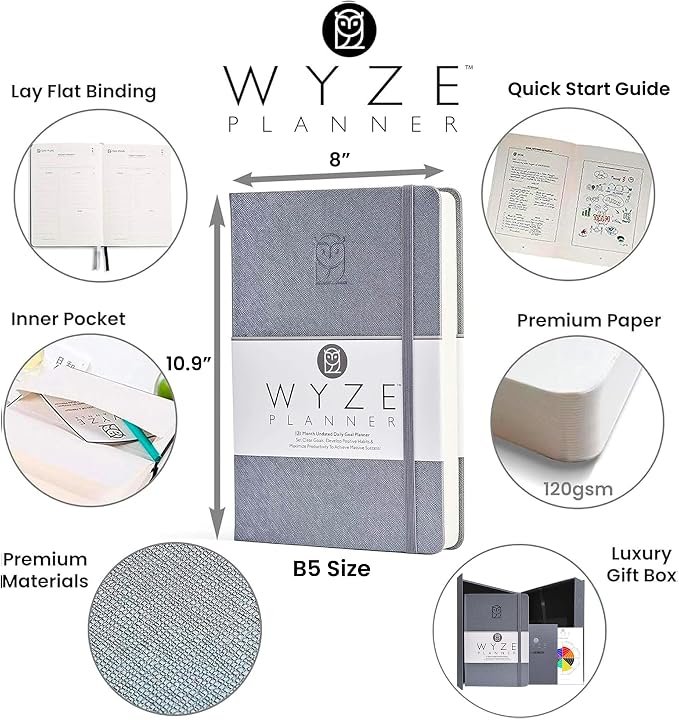Wyze Planner Undated Daily Planner – 1-Year B5 Productivity Organizer - Image 2
