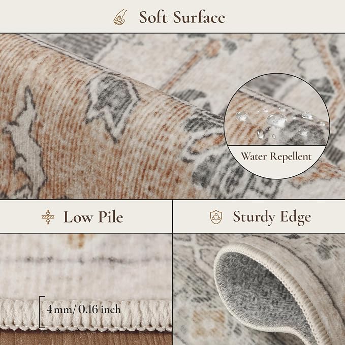 GENIMO 8x10 Area Rugs for Living Room, Machine Washable Non Slip Vintage Rugs - Image 7