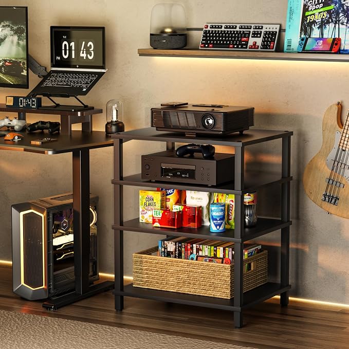 LELELINKY 4-Tier AV Media Player Stand Set of 2, Wooden TV Stand, Game Console - Image 9