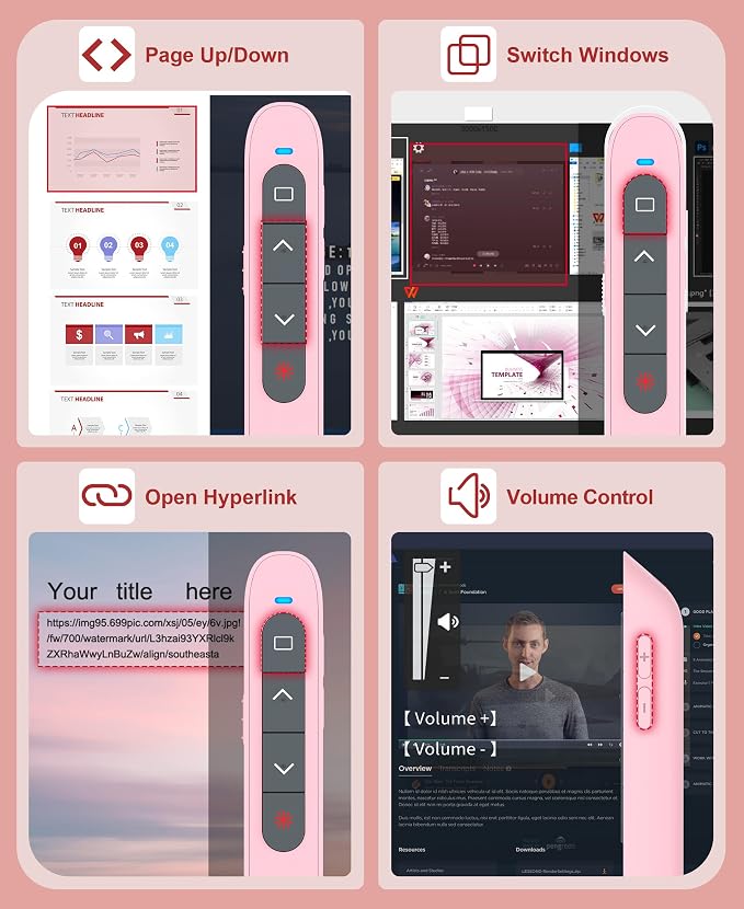 Presentation Clicker Rechargeable Pink Wireless Presentation Remote Presenter - Image 4