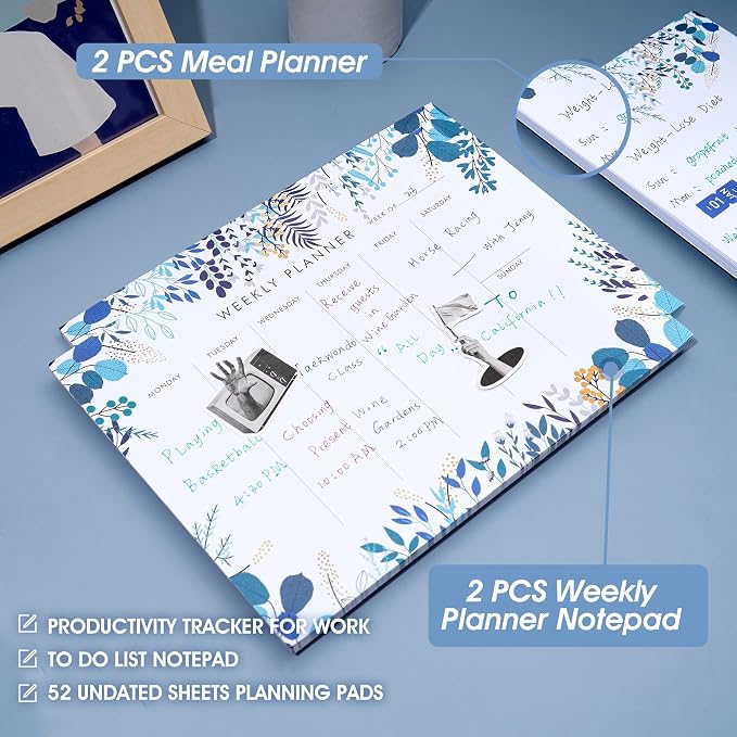 2 Pack Weekly Planner Notepad Tear Off Set of 2 Weekly Calendar Pad 52 Undated - Image 2
