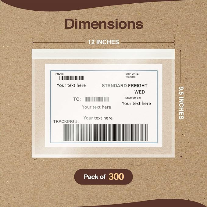 9.5x12 Shipping Label Sleeves 300 Pack Strong Adhesive Back - Image 3