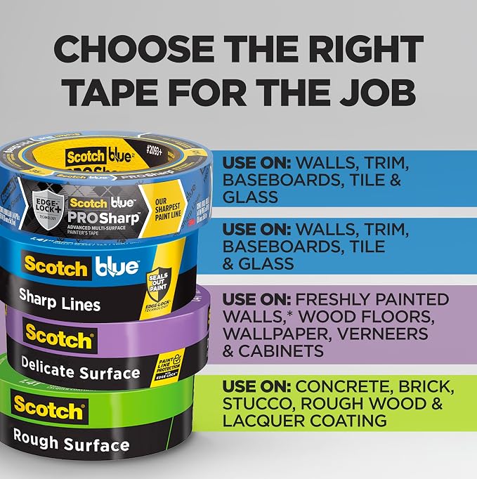ScotchBlue PROSharp Painter's Tape 1 Inch Wide 3 Rolls Blue Tape Protects - Image 9