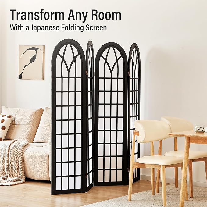 ALeesing Folding Room Divider Privacy Screen Freestanding 4-Panel Shoji Style - Image 8