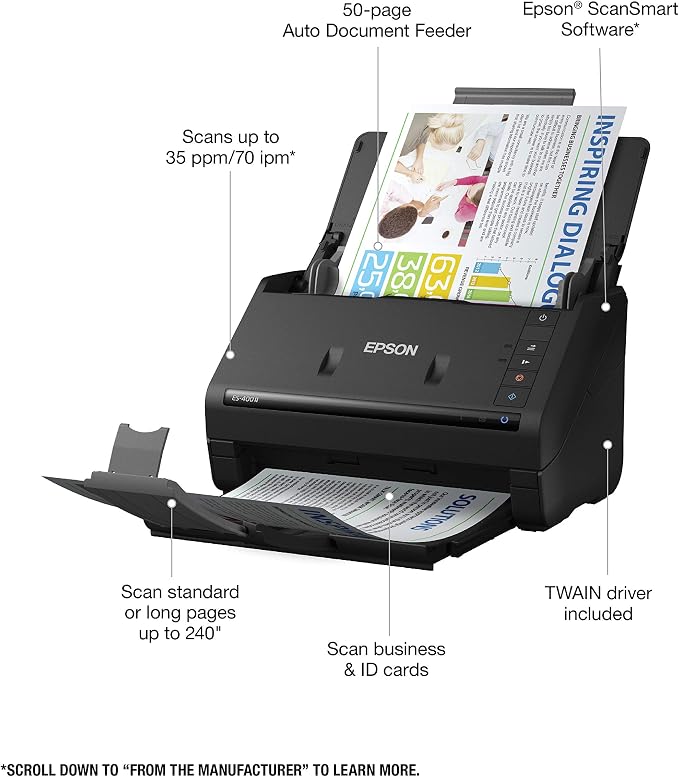 Epson WorkForce ES-400 II Color Duplex Desktop Document Scanner - Image 3