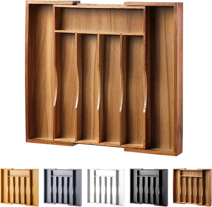 oridom Expandable Acacia Kitchen Drawer Organizer by oridom