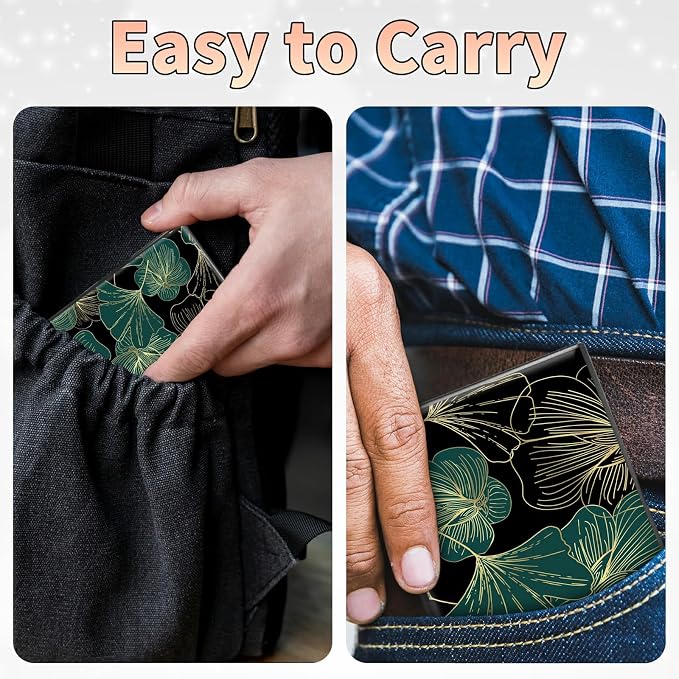 BWEGRHE Slim Credit Card Holder, Art Leaf RFID Blocking Metal Wallet - Image 7