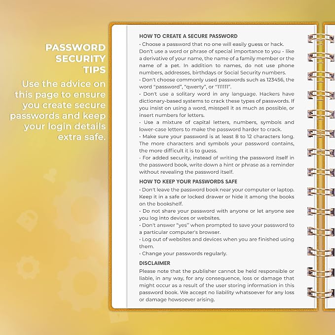 Clever Fox Password Book Spiral – Internet Address & Password Organizer - Image 5