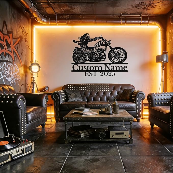 Custom Motorcycle Metal Sign Personalized Biker Name Sign Motorcycle Wall Art - Image 6