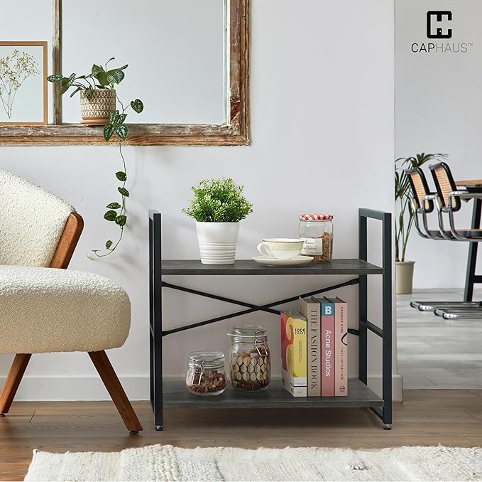 CAPHAUS 3 Tier Small Bookshelf, 24 Inch Width Free Standing Shelf, Bookcase - Image 4