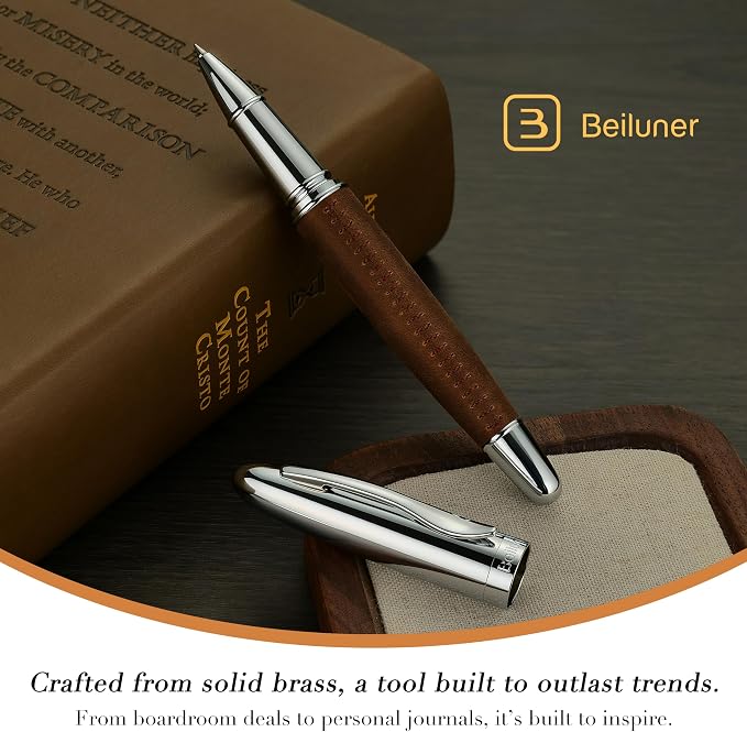 BEILUNER 318 Luxury Leather Pen, Full Grain Oil Tan Crazy Horse Cowhide Leather - Image 7