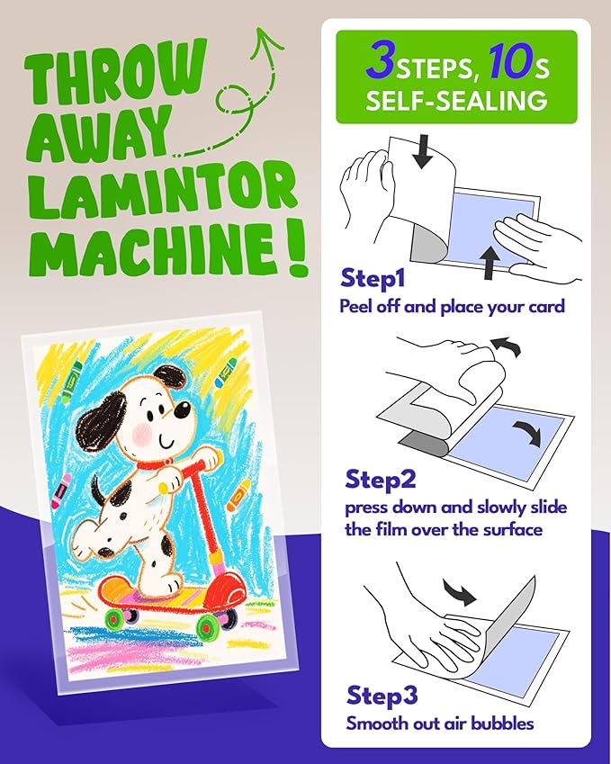 Uinkit 4mil Thicker Single-Sided Self-Adhesive Laminating Sheets 100Pack Letter - Image 5