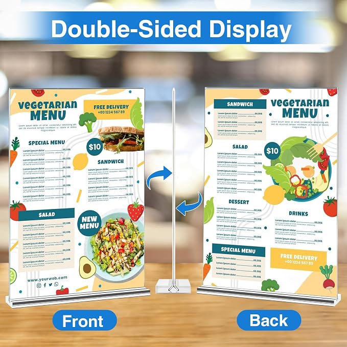 20 Pack Acrylic Sign Holder 4 x 6 Clear Display Table Signs Stand, Double Sided - Image 3