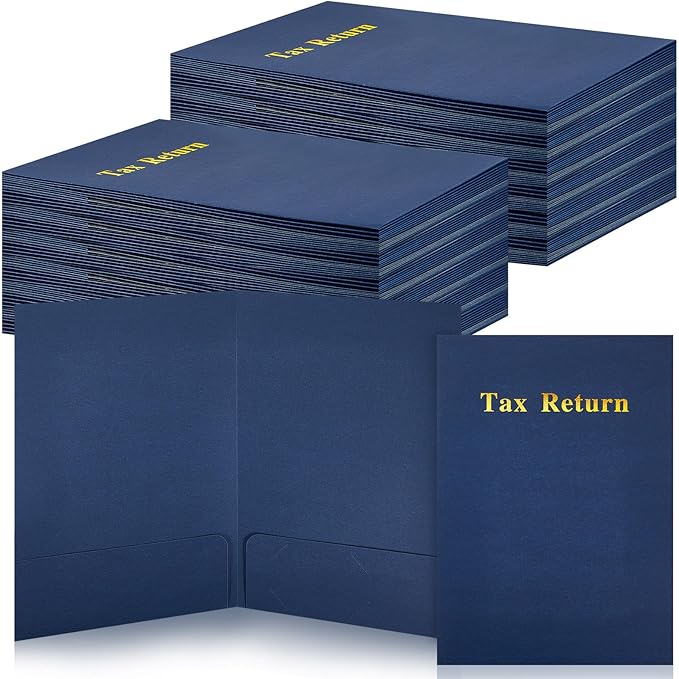Harloon 40 Pcs Tax Return Folders 12 x 9 Inches 2 Pocket Folders Bulk Gold Foil by Muasung