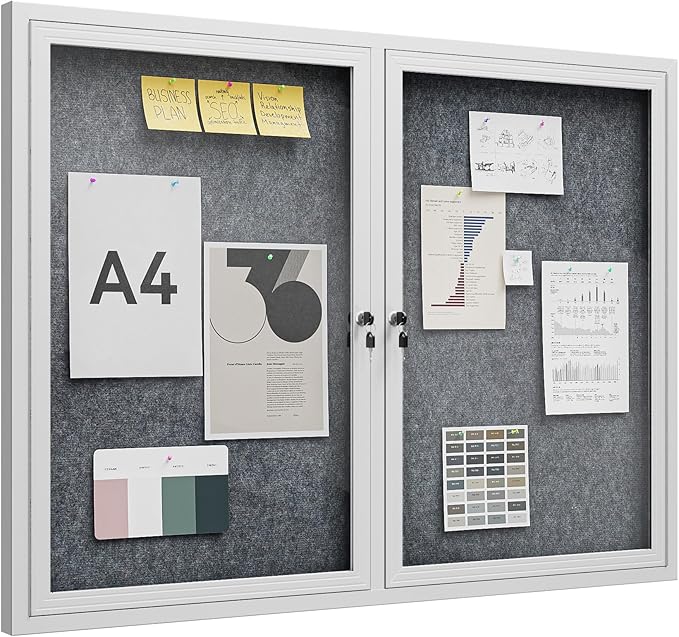48"x36" Lockable Enclosed Bulletin Board, Outdoor Flet Weather-Resistant by Unknown