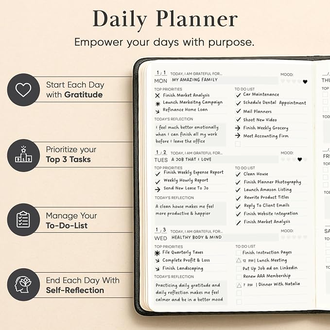 Mantra Planner 2026 Planner, Daily Journal & Gratitude Journal All-In-One - Image 4