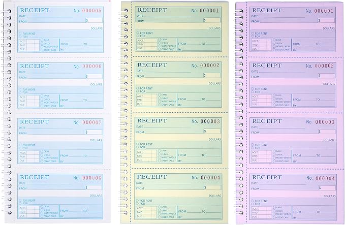 2 Packs Receipt Book with Carbon Copies, Money and Rent Receipt Book, 3-Part - Image 4