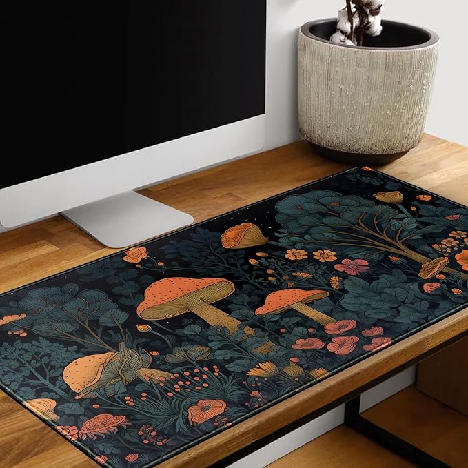 Mushroom Retro Mouse pad Desk Mat Dark Vintage Floral Forest Pad XXL, Aesthetic - Image 5