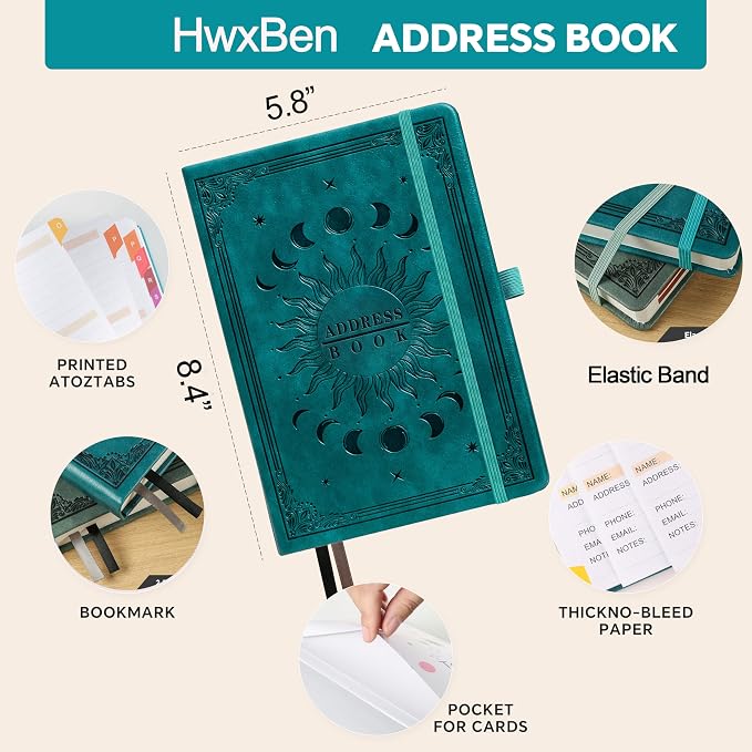 Address Book with Colorful Alphabetical Tabs – Hardcover Contact Organizer - Image 6