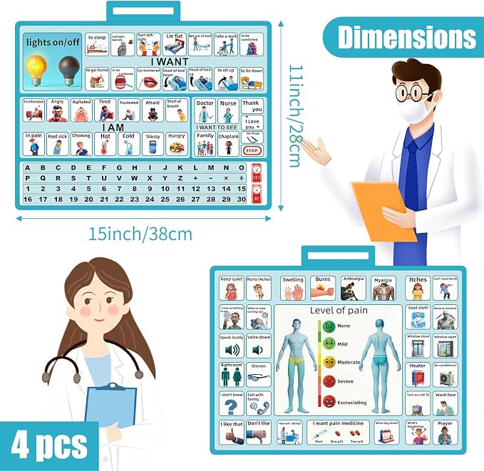 4 Pcs 15''x 11''Nonverbal Communication Board, - Image 3