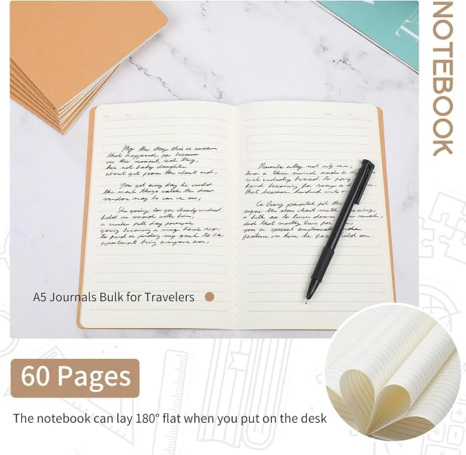 miikoul 48 Pack A5 Kraft Paper Notebook Lined Journal Bulk, 8.3 X 5.5 Inch - Image 5
