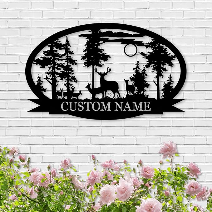 Personalized Deer Metal Cabin Sign | Custom Metal Sign | Personalized Camping by Dyoart