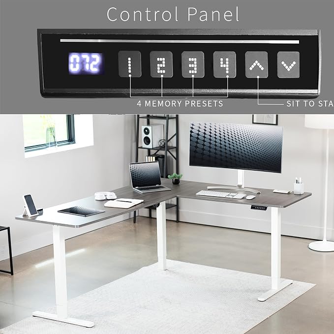VIVO Electric Corner 75 x 63 inch L-Shaped Standing Desk, Memory Height - Image 5