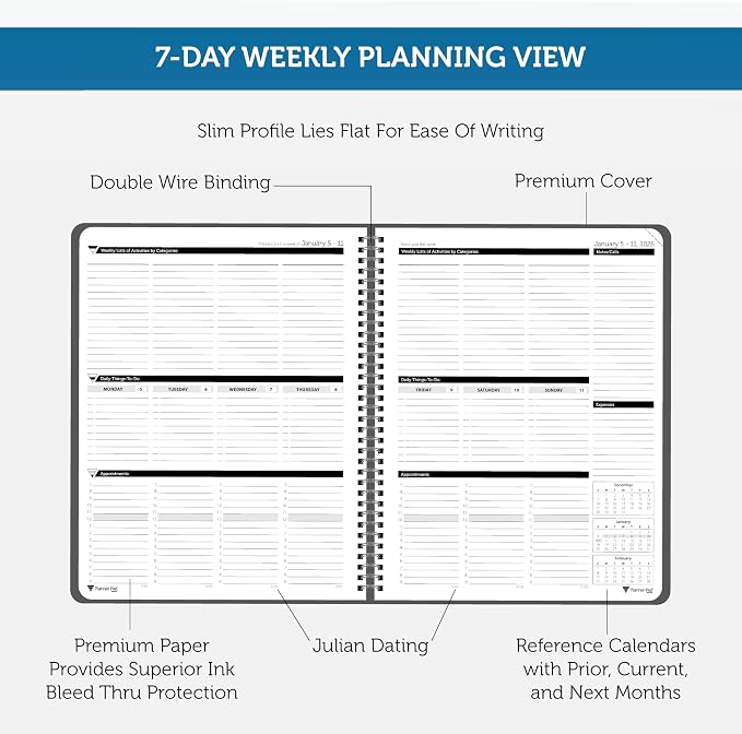 Planner Pad Spiral Bound January-December 2026/ Calendar Year 8 1/2" x 11" - Image 3