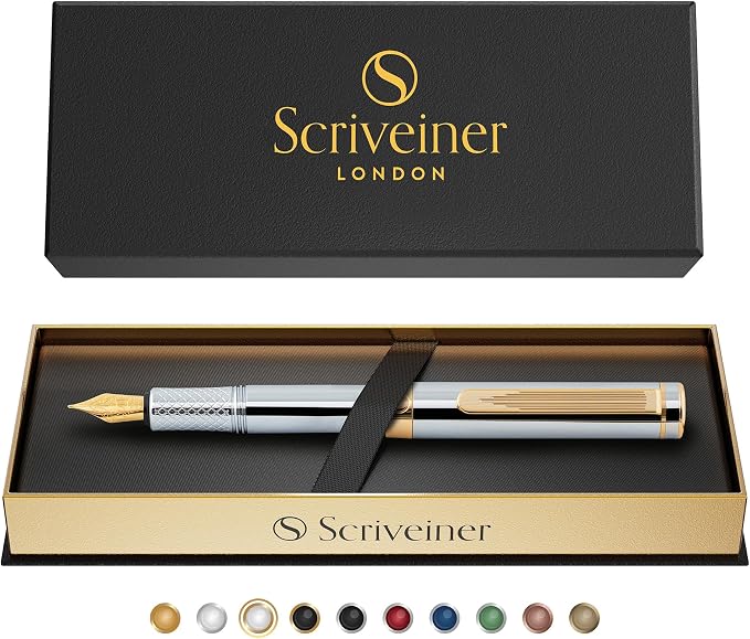 Scriveiner Silver Chrome Fountain Pen, Award Winning, Heavy Pocket Stunning - Image 9