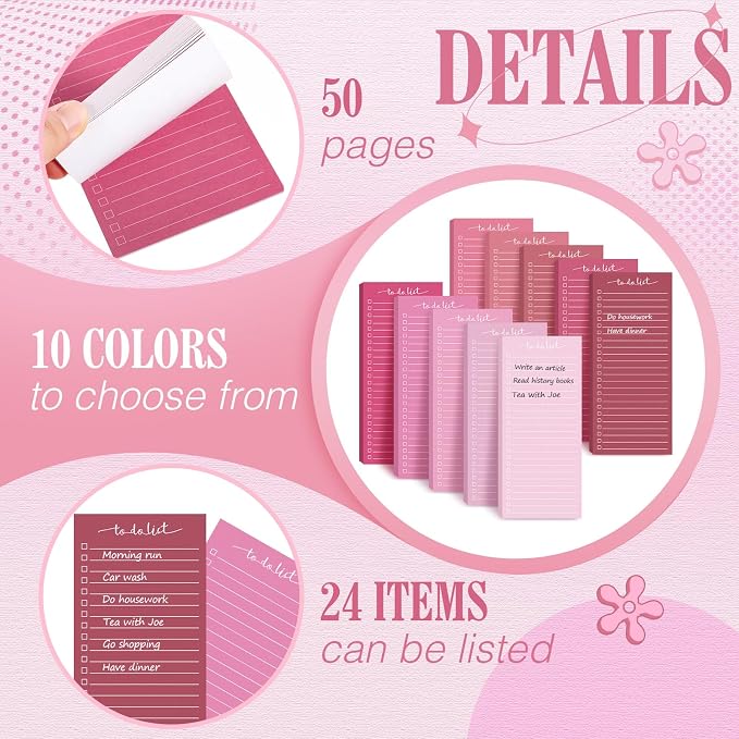 Censen 10 Pack 500 Sheets To Do List Notes Daily Checklist Notepads - Image 3